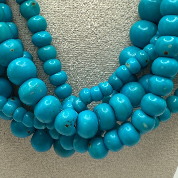 Monies Gerda Lynggaard Elegant Turquoise Color Beaded Buffalo Bone Necklace - Picture 5 of 13